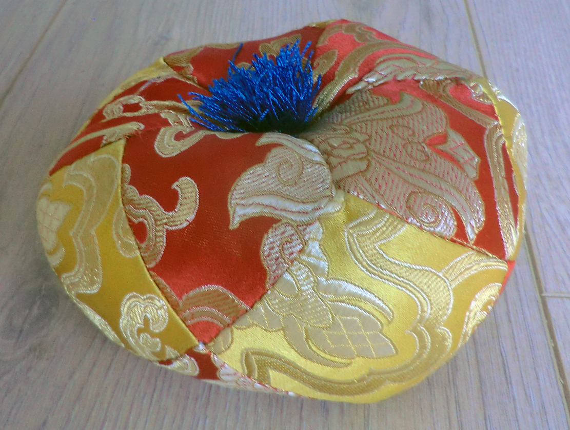 Extra Small Red/Yellow 9cm Brocade Tibetan Singing Bowl Cushion