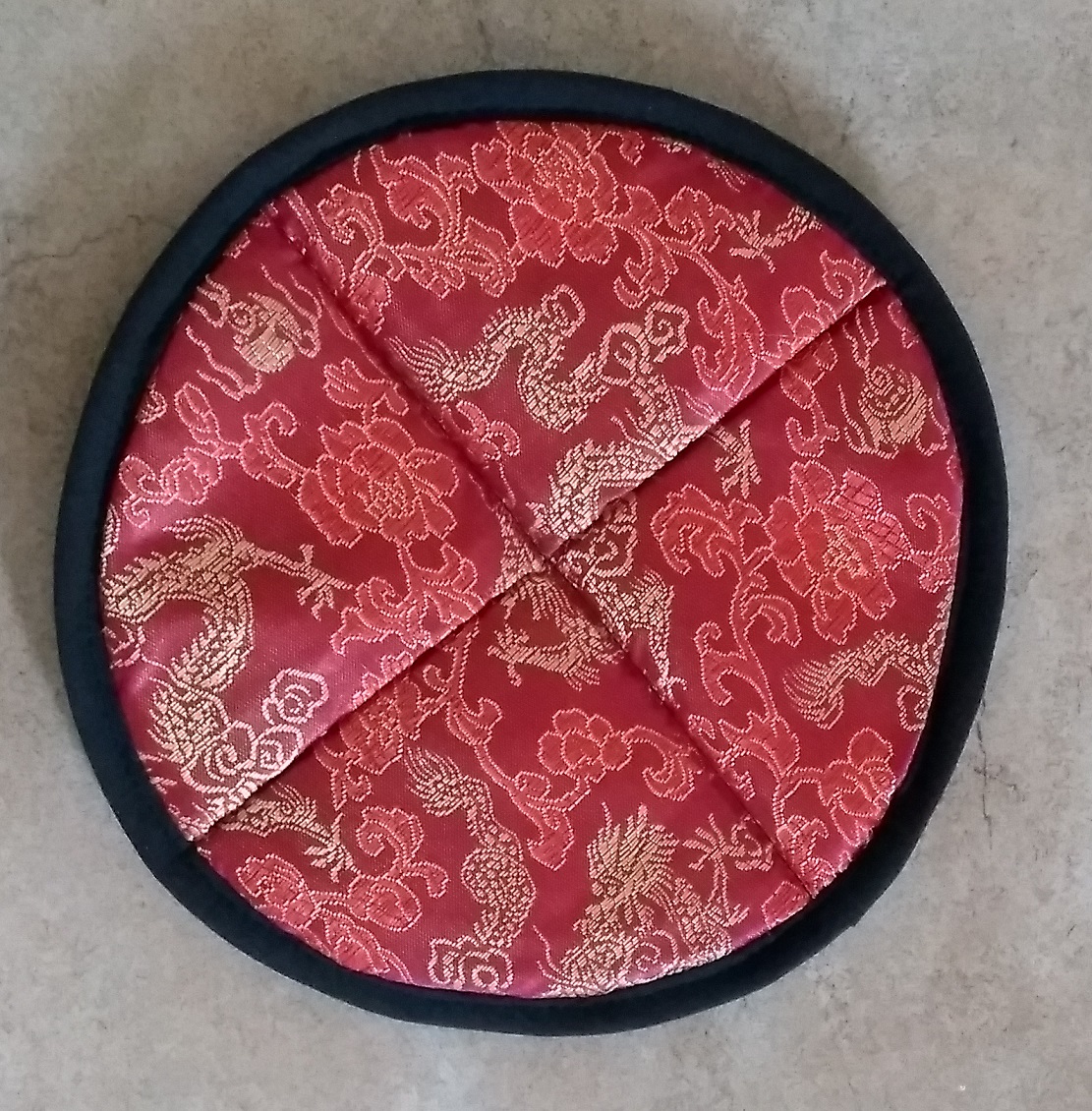 Large Quilted Red/ Maroon/ Gold 20cm Playing Mat for Tibetan Bowls