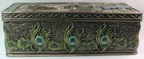 Bronze Art Fairy Box Art Nouveau Peacock 57110